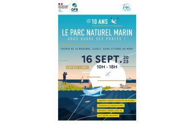 Affiche des 10 ans du Parc naturel marin le 16 septembre 2023